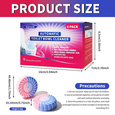 6-Pack Automatic Toilet Bowl Cleaner Tablets: Flush-Activated Freshness