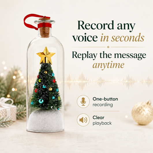 8" Recordable Christmas Tree Message in a Bottle: Grandchild's Voice Keepsake